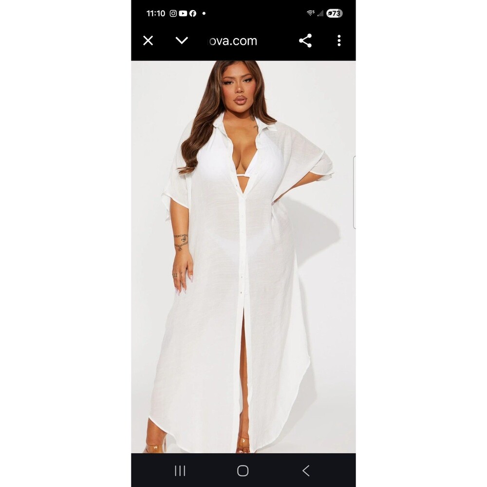 nwt womens sheer white kimono maxi cover up collared buttoned dress sz M